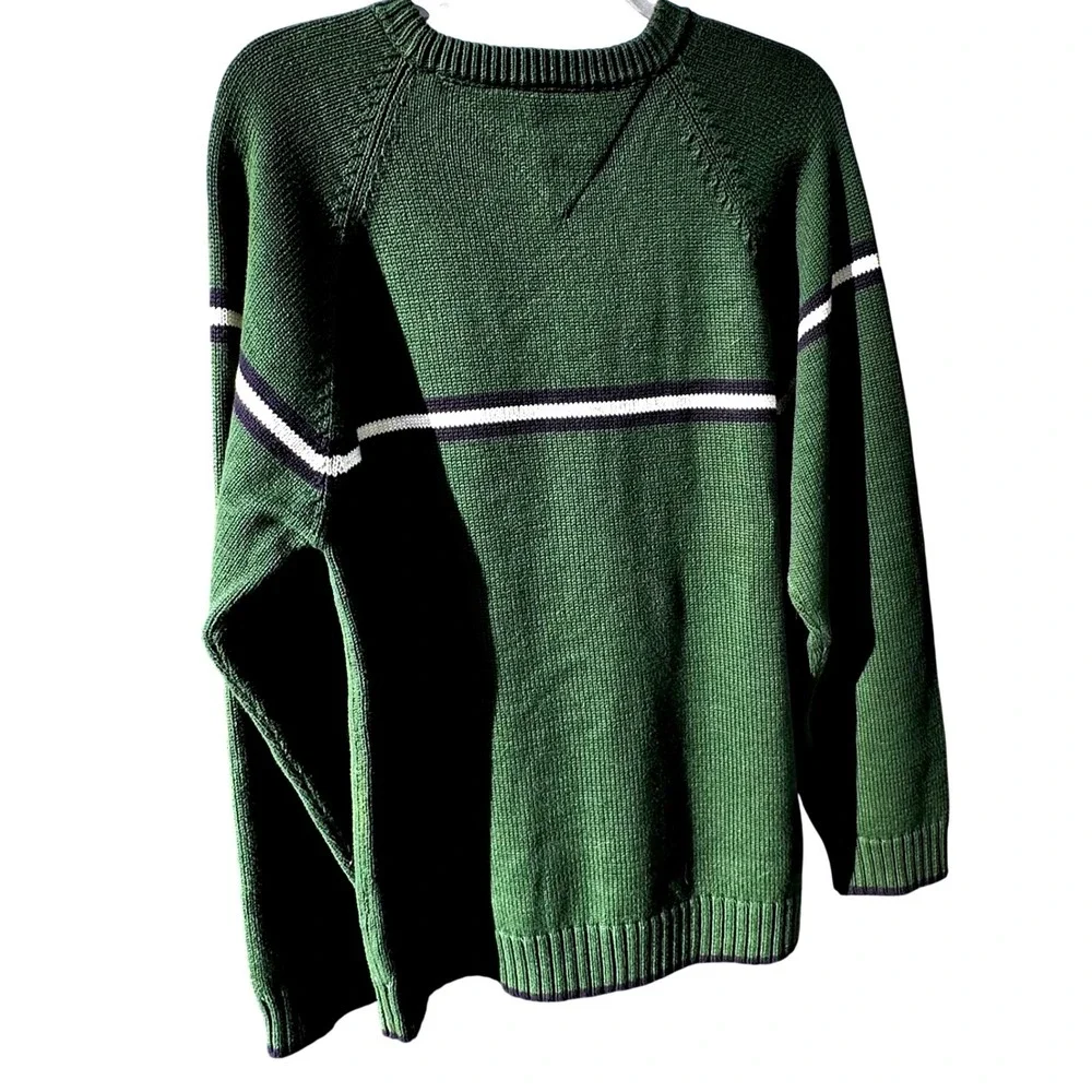 Tommy Hilfiger Men's Green‎ Knit Sweater Crew Neck Preppy Grandpa 90s Large
